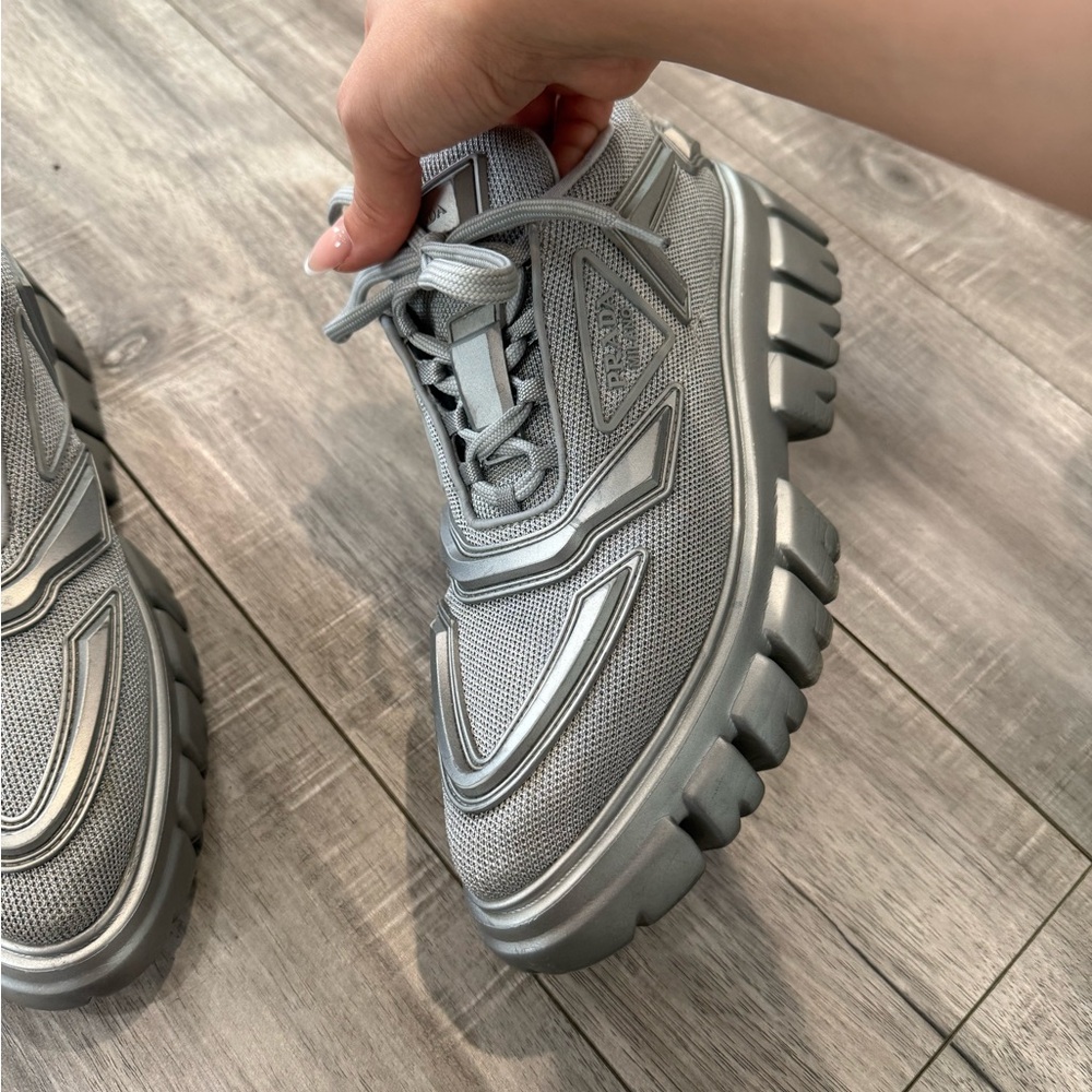Prada Metallic Gray Women's Sneakers